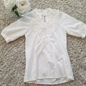 White Vintage Style Peasant Blouse
